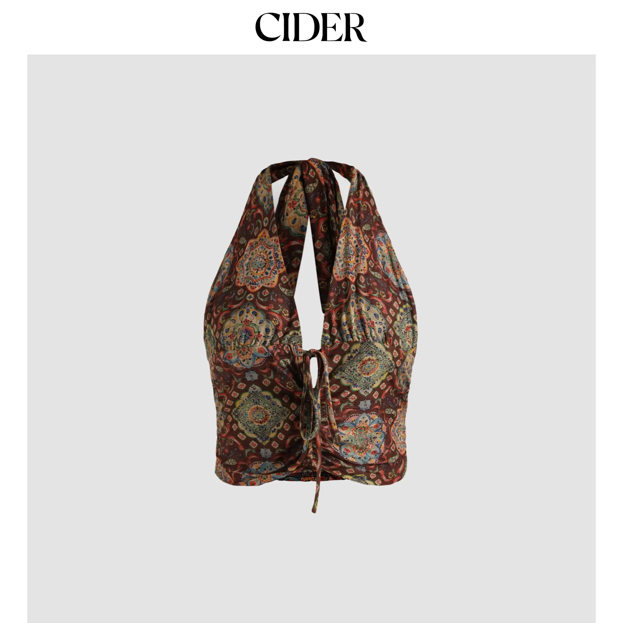 Cider [2 colors, size 0-26] Boho Paisley Halter Tank Top