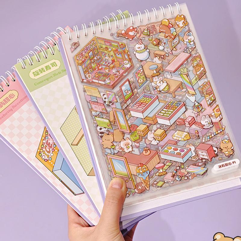 40pcs Miniature Scenic Stickers for Scrapbooking, Cute 3D Visual Cottage Design, Perfect for Journaling and Crafts, Scrapbook Materials