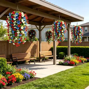15pcs Artificial Morning Glory Vines, Blue, Festival Decor, Home Wedding Outdoor Garden Porch Decoration, Daily Holiday Setup, Artificial Hanging Plant