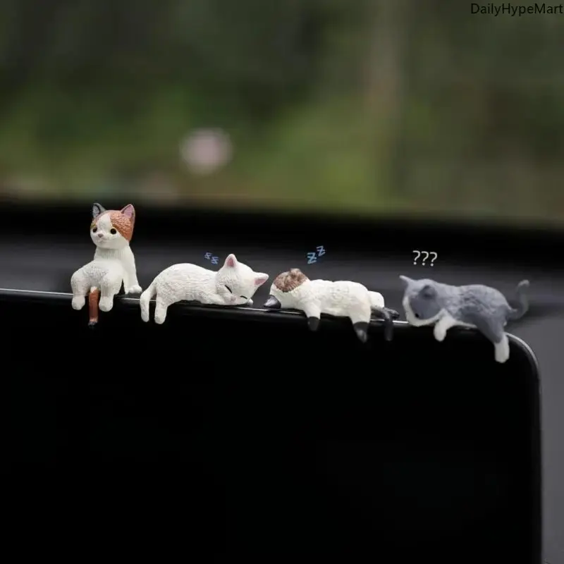 5-Count Adorable Cat Figurines, Car Dashboard Accessories for Vehicle Decoration, Enhances Car Interior with a Cute Touch, Car Interior Accessories, Aesthetic Car Accessory