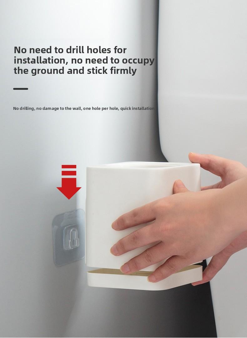 Home-use no-drill toilet brush with base, wall-mounted long-handled toilet brush, high-quality plastic wall-mounted toilet brush