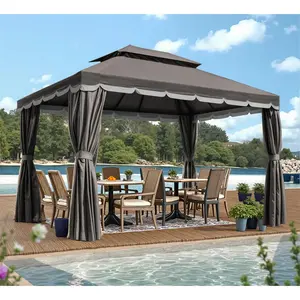 Heavy Duty 10x13 Patio Canopy Tent with Mosquito Netting & Curtains, Waterproof Double Vented Roof, Outdoor Party Shelter for Garden & Backyard