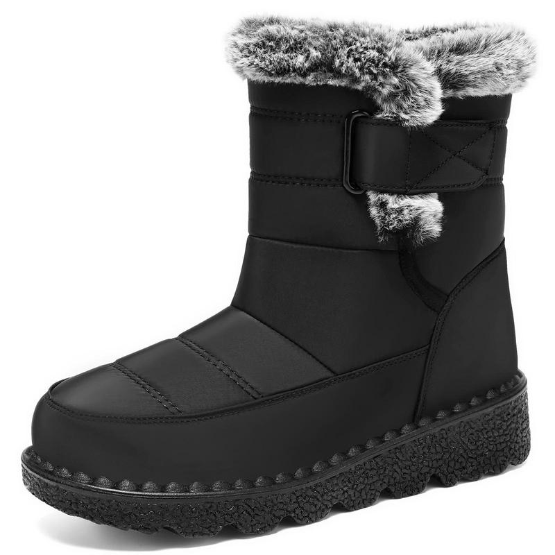 Snow Boots for Womens Winter Shoes: Warm Fur Lining Mid Calf Boots Women Anti Slip Waterproof Comfortable Outdoor Boot Women's Warm Winter Snow Boots Ankle Boots  for Outdoor Adventures