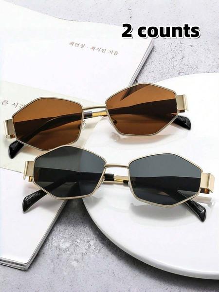 Women's Fashionable Metal Frame Oval Sunglasses, Trendy Casual Sunglasses for Everyday Use, Fashion Accessories for Outdoor Activities, Classic Oval Sunglasses