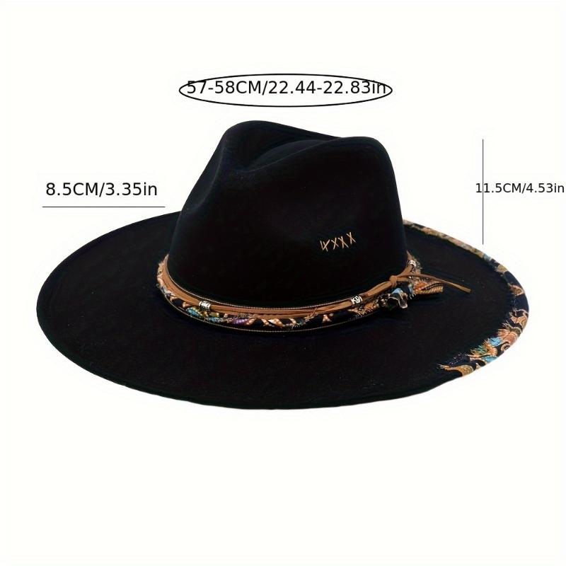 Boho Trim Rope Decor Fedora Hats Classic Solid Color British Style Felt Hat Trendy Jazz Fedoras For Women Men