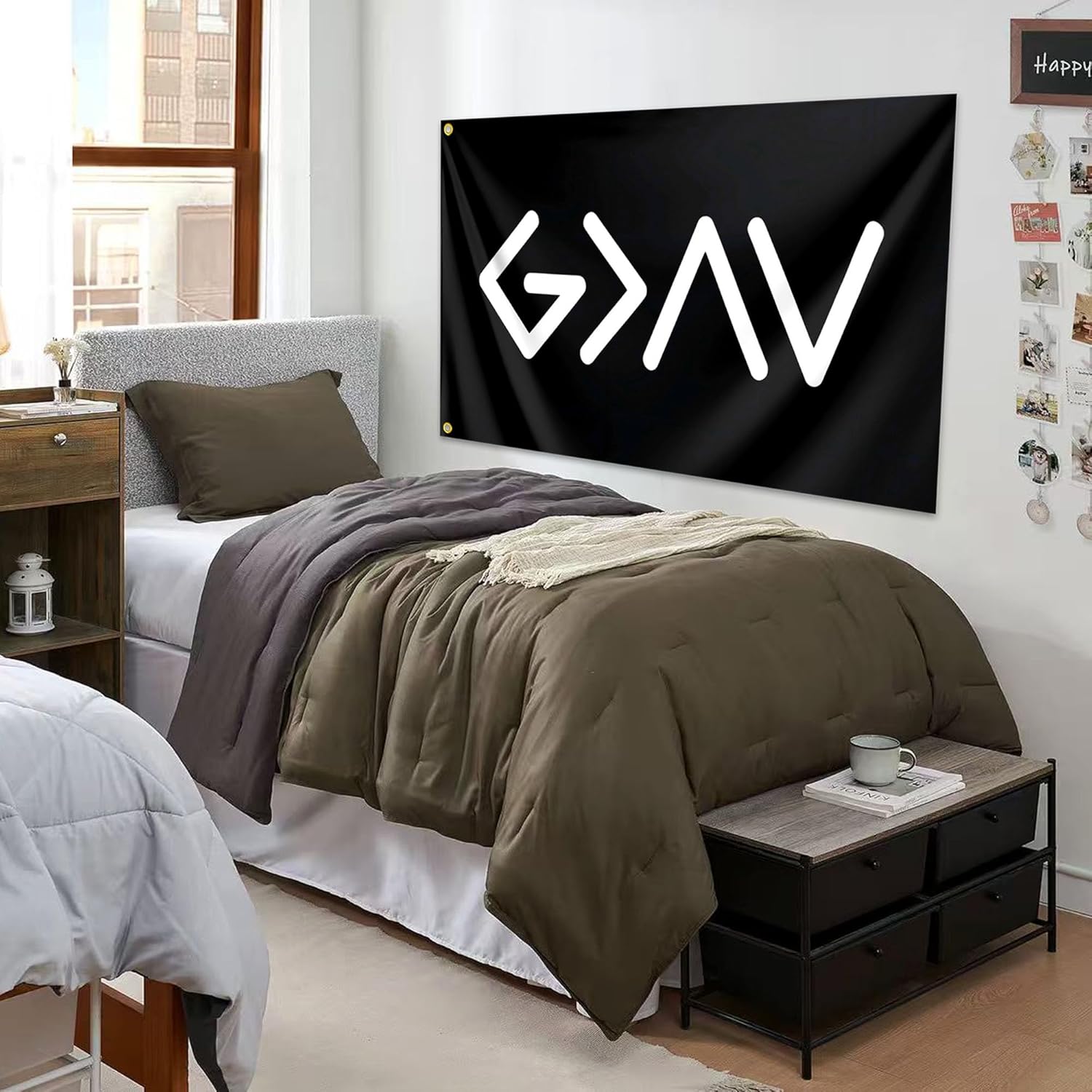 God Is Greater Than The Highs And Lows Flag 3x5 Ft Christian Jesus American Religious Flag Polyester Double Sided Bible Verse Flags for Outdoor Bedroom Room Yard Sign Banner