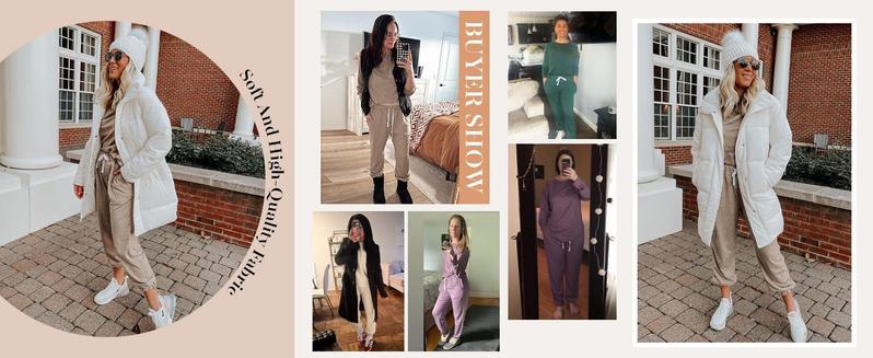 PASLTER Women's Solid Sweatsuit Set 2 Piece Long Sleeve Pullover and Drawstring Sweatpants Sport Outfits Sets PASLTER Women's Solid Sweatsuit Set 2 Piece Long Sleeve Pullover and Drawstring Sweatpants Sport Outfits Sets