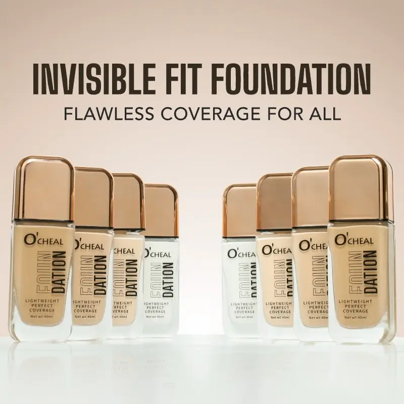 O'cheal Clean Invisible Longwear Foundation Makeup, Dewy & Glowy Finish, Buildable Coverage, Skin-Like Smooth Look, Vegan, Creamy Natural