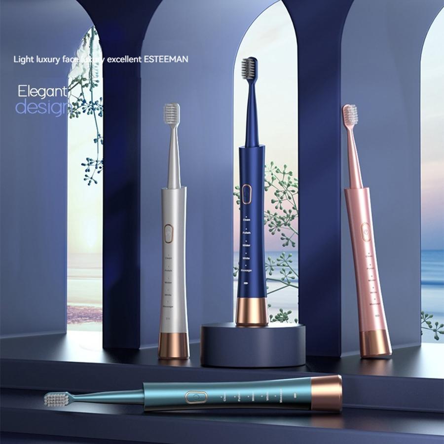 Electric Toothbrush Set, 1 Box Portable Rechargeable Toothbrush & 8 Counts Replacement Brush Heads, Oral Care Product for Adults, Replaceable Brush Heads