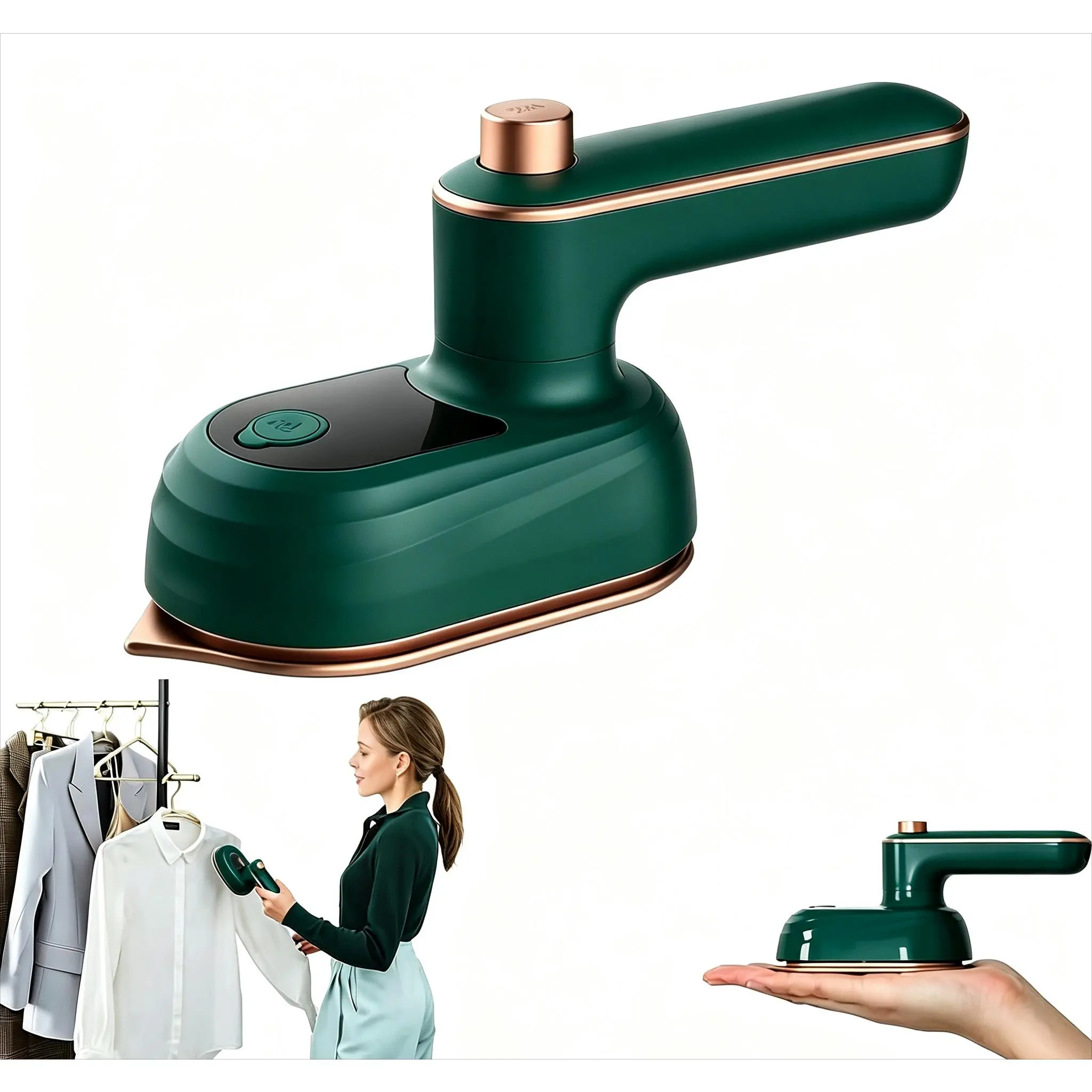 Foldable Mini Travel Handheld Iron, Palm-Size Portable Garment Ironing Machine with Dry/Wet Ironing, 180° Rotatable Handle, 50ML Water Tank, Precision Tip for Clothes Shirts, Home & Travel Wrinkle Removal Tool