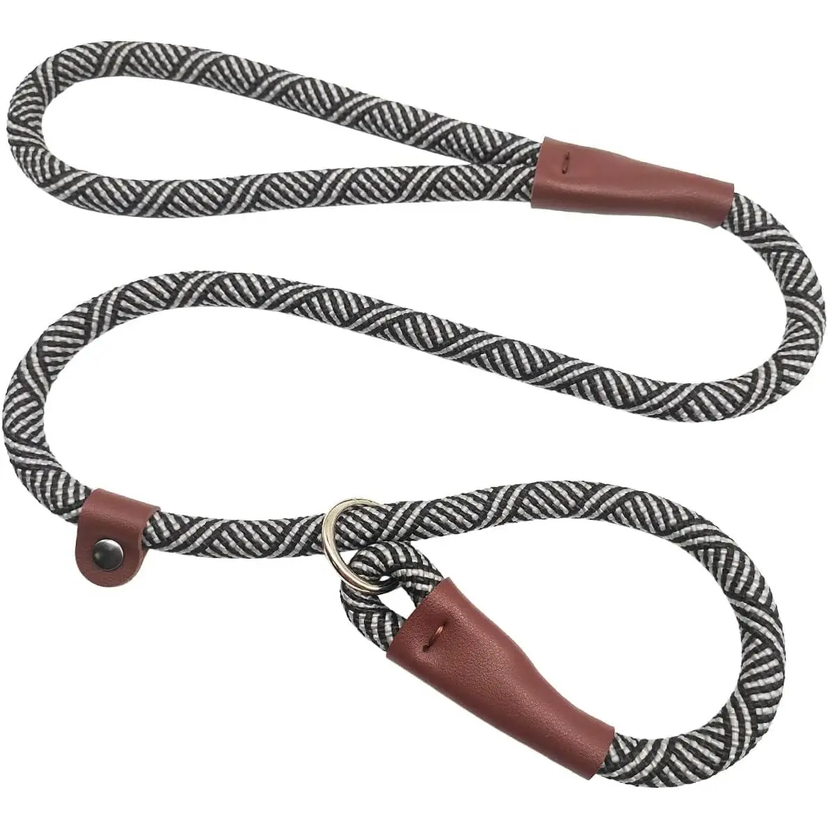 3 FT Slip Lead  Leash, No Pull Nylon  Lead | 1/2 inch  Rope  Walking Short Lead for Medium and Large Dogs (Black)