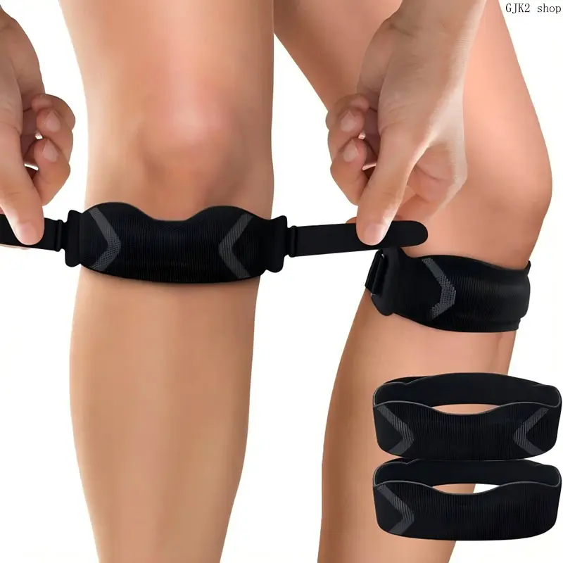 Adjustable Patella Knee Support Strap, Silicone Pad Cushion Knee Band for Running Hiking Basketball, Daily Sports Protection for Meniscus & Knee Joint
