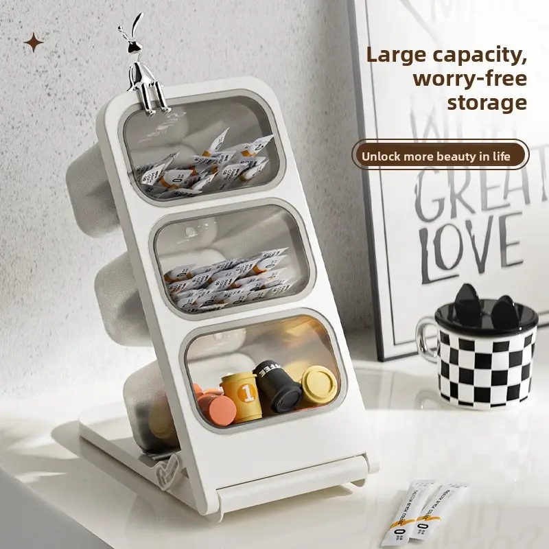 Tea Room Capsule Coffee Storage Box Desktop Tea and Snack Organizer Rack Multi-layer Tea Bag Storage Box