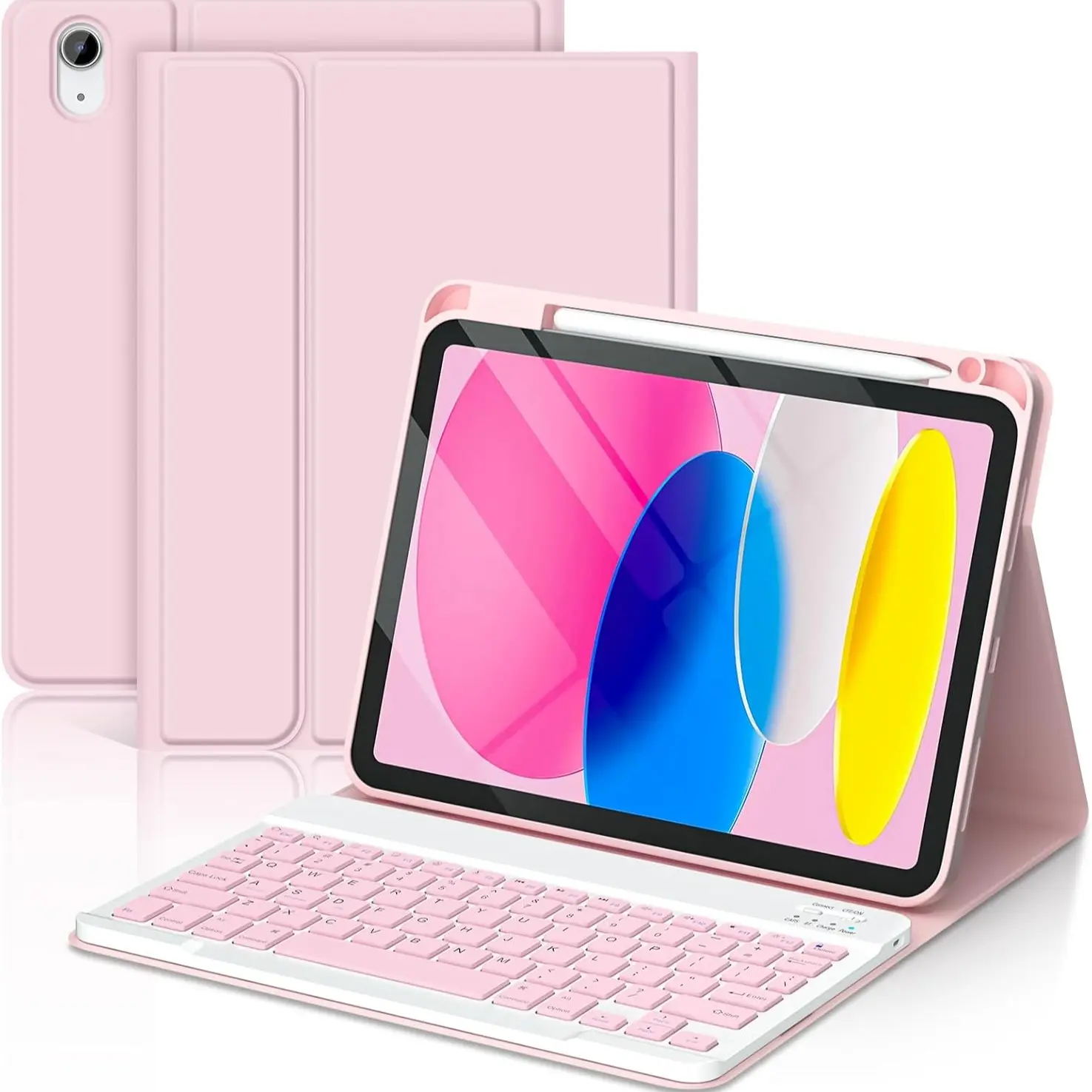 Shockproof Tablet Folio Protector with Bluetooth-compatible Detachable Keyboard, Auto Sleep & Wake, Stylus Slot, Compatible with iPad 10th/11th Gen, Adjustable Stand