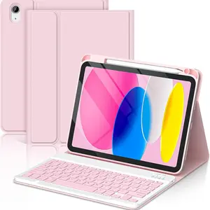 Shockproof Tablet Folio Protector with Bluetooth-compatible Keyboard, Auto Sleep & Wake, Stylus Slot, Compatible with iPad 10th/11th Gen, Adjustable Stand