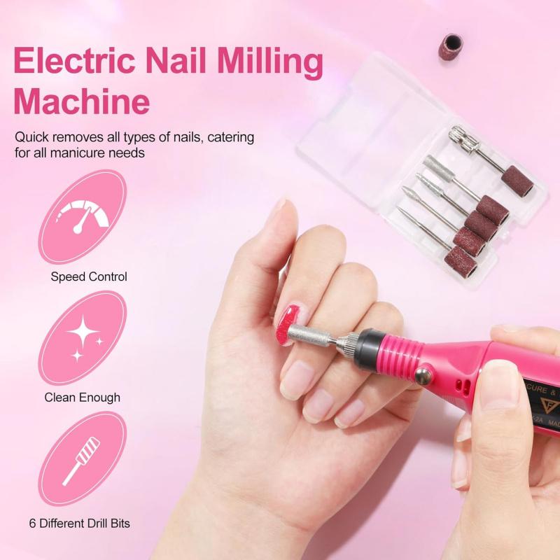 Acrylic Nail Kit with Drill and U V Light, Professional Nail Kit Acrylic Set for beginners with Everything 3PC Powder 24PC Glitter Fake Tips Decoration Nails Set DIY Home Salon