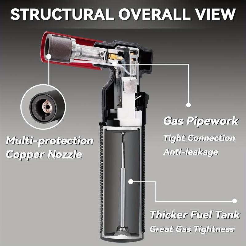 2300°C High Temperature Blowtorch, Butane Blowtorch Lighter Big Jet Flame Refillable Portable Butane Blowtorch Adjustable Mini Blowtorch for Camping BBQ Cooking Welding Grilling, (Fuel Not Included)