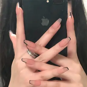 24-Piece Almond Short Press-On Nails Set, Nude Color Heart Design, Plain Surface, Single Item Pack, Fashionable Nail Art Kit for Women