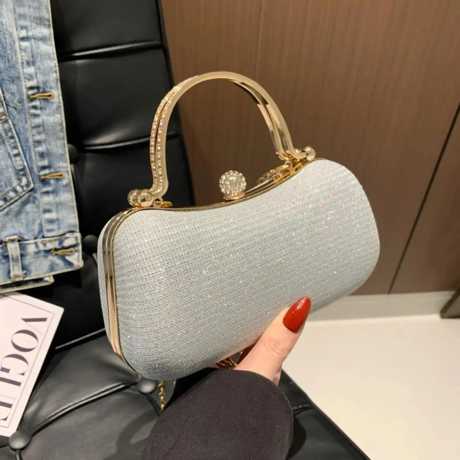 Women’s Rhinestone Evening Clutch Bag, Convertible Chain Crossbody Mini Purse, Sparkly Elegant Handbag for Weddings, Formal Events, Party Outfit & Special Occasion Fashion Accessory