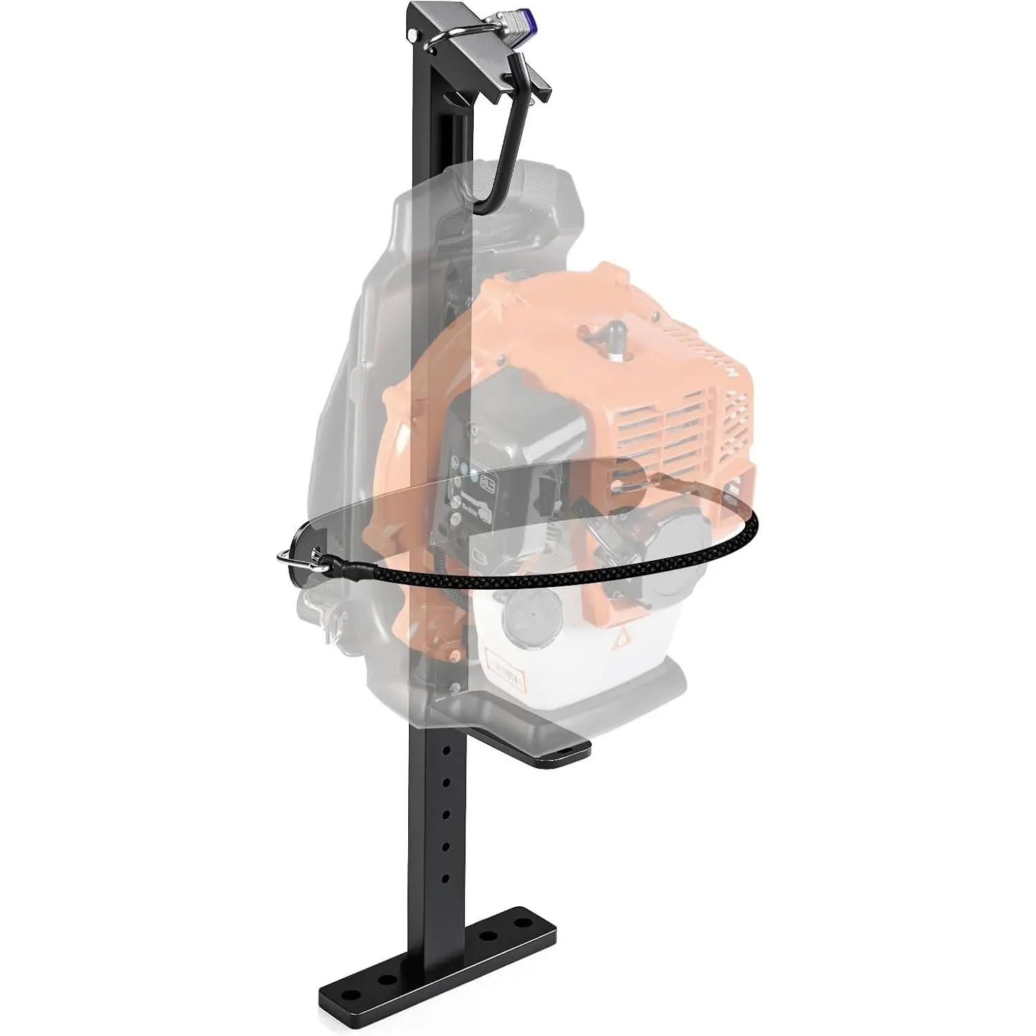 Backpack Blower Rack with Lock for 22-26 Inch Blowers, Black| Anti-Theft Design, Fits Open Trailers or Garage Storage, Heavy-Duty Thickened Steel Mount