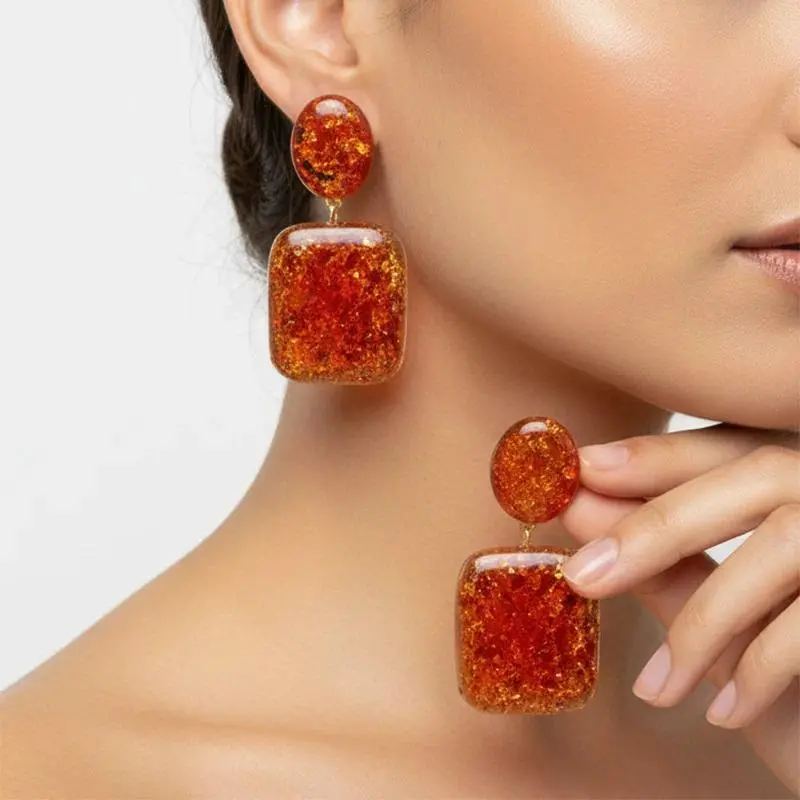 Geometric pendant, niche high-end earrings, natural retro amber women's earrings