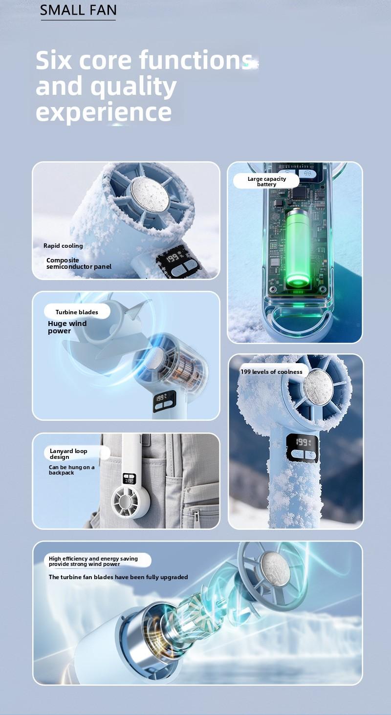 New USB Handheld Fan, Semiconductor Cooling Fan, Five-Speed High-Speed Turbo Fan