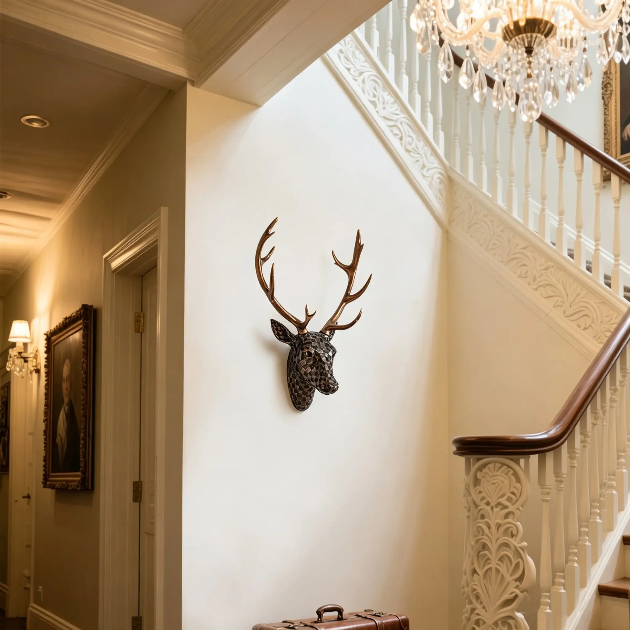 Elegant Modern Wall Sculpture with Deer Head Design, Mosaic Crafted, Hanging Decor for Living Room, Bedroom, Kitchen, Artistic Home Decoration, Decorative Wall Decor, Home Decor Ornaments, Room Decorations