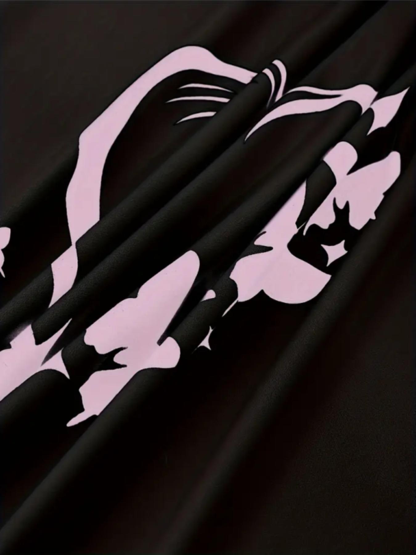 Women's Heart & Butterfly Print Pyjama Set, Comfy Fitted T-shirt & Elastic Waist Trousers Set, Women's Sleepwear for All Seasons