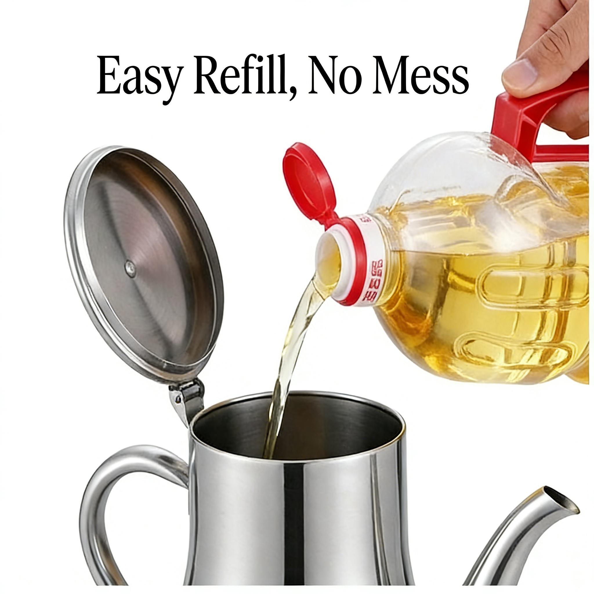 24oz & 32oz stainless steel oil storage pots come with filters, serving as multi-purpose oil separators. Non-stick and easy to clean, ideal for storing frying oil and cooking grease.
