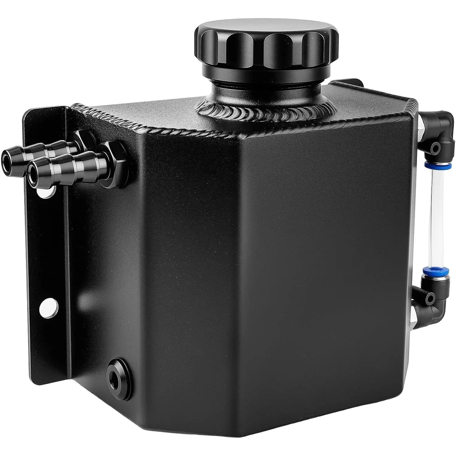 1L Universal Black Aluminum Coolant Overflow Expansion Reservoir Tank, Overflow Tank