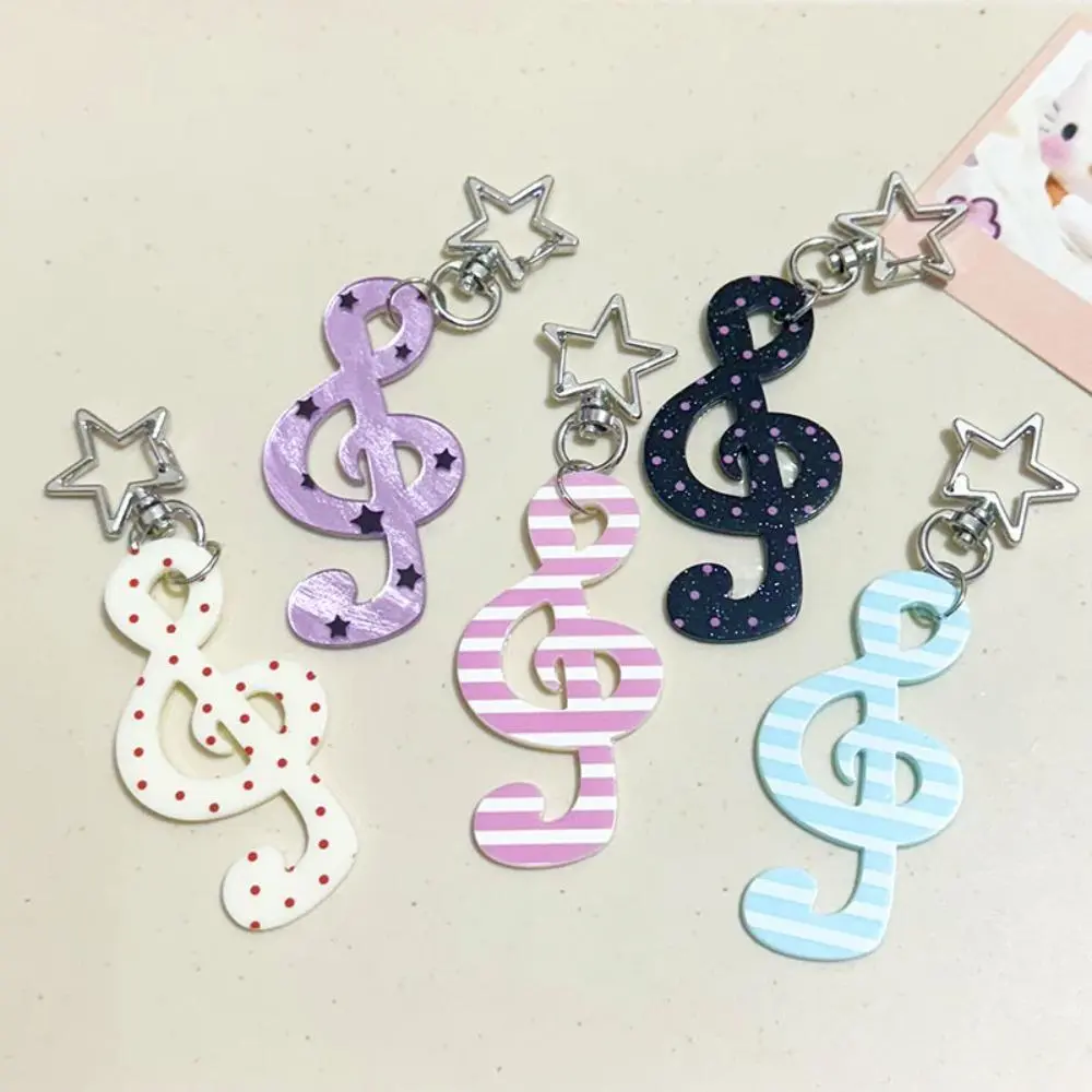 2026 New Korean Ins Retro Fabric Keychain - Polka Dot Strap, Star Note Pendant, Stylish Keyring, Key Charms, Keychain Decor, Gift Keyring for Phone, Backpack, Tote Bag