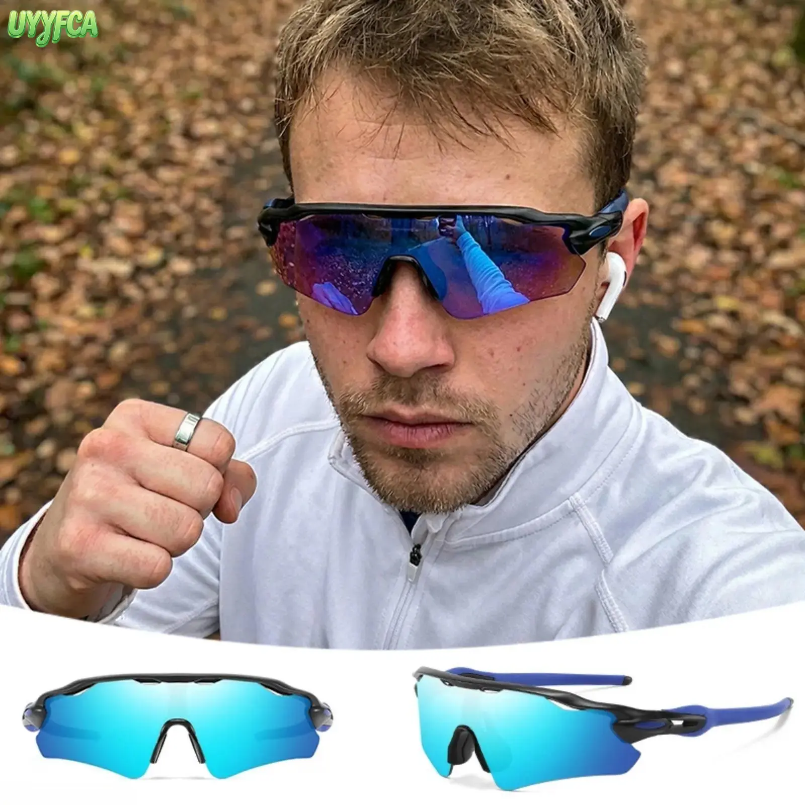Style Sport Sunglasses Unisex, UV400 Polarized Anti Glare Windproof Cycling Running Goggles, Shatterproof HD Mirrored Lens Sport Eyewear With Anti Slip Soft Nose Pads Curved Comfort Temple Arms For Road Bike Hiking Fishing Driving Beach Daily Outdoor