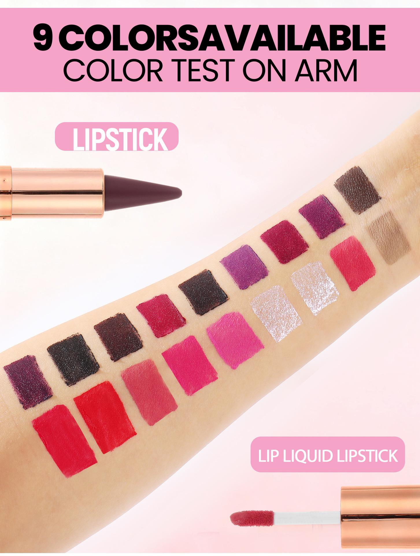 Dual-ended two-in-one lipstick and lip liner, matte non-stick cup non-fading pearlescent lip gloss, long-lasting matte lipstick