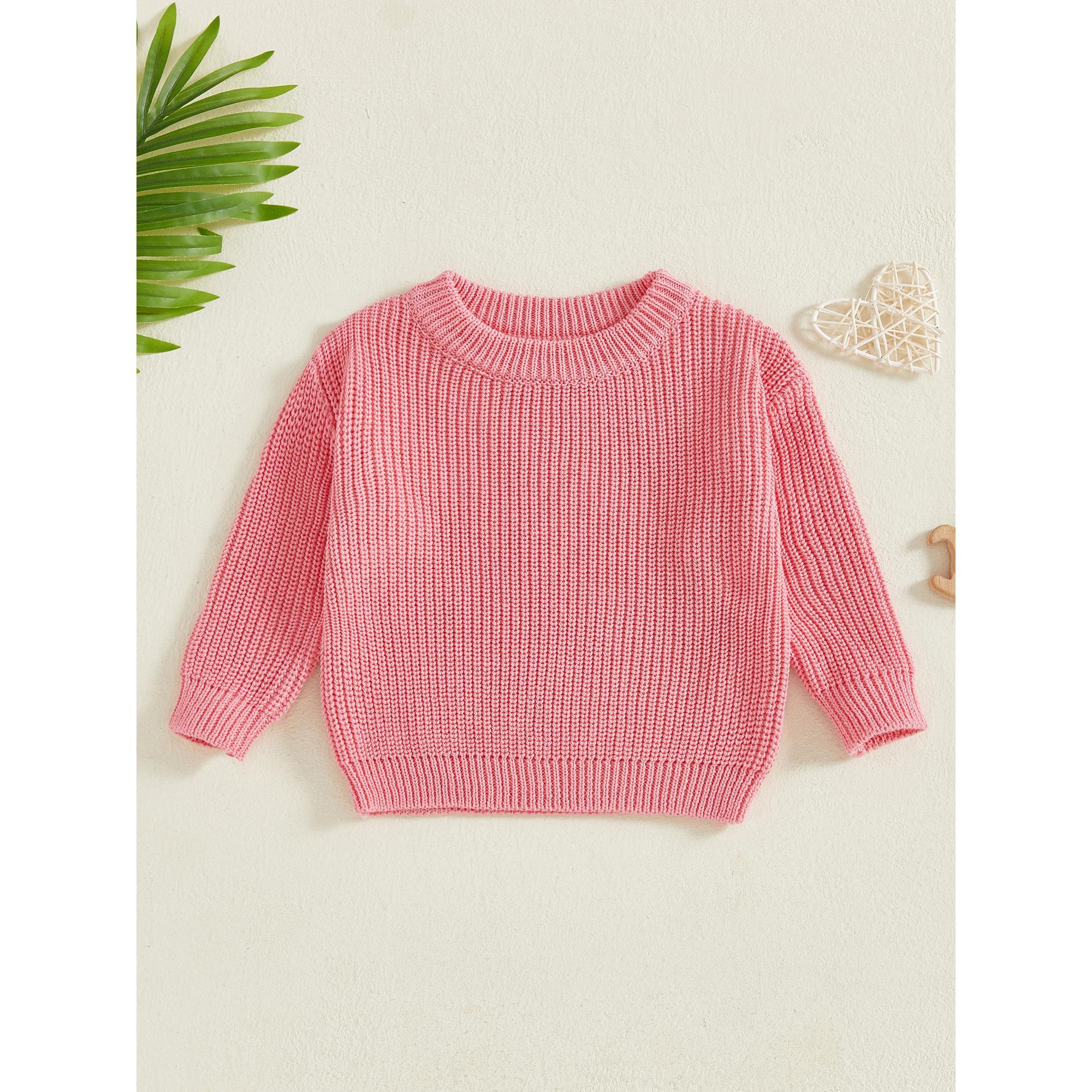 Toddler Baby Girl Boy Knit Sweater Pullover Solid Color Long Sleeve Fall Winter Tops 0-5 Years Toddler Baby Girl Boy Knit Sweater Pullover Solid Color Long Sleeve Fall Winter Tops 0-5 Years