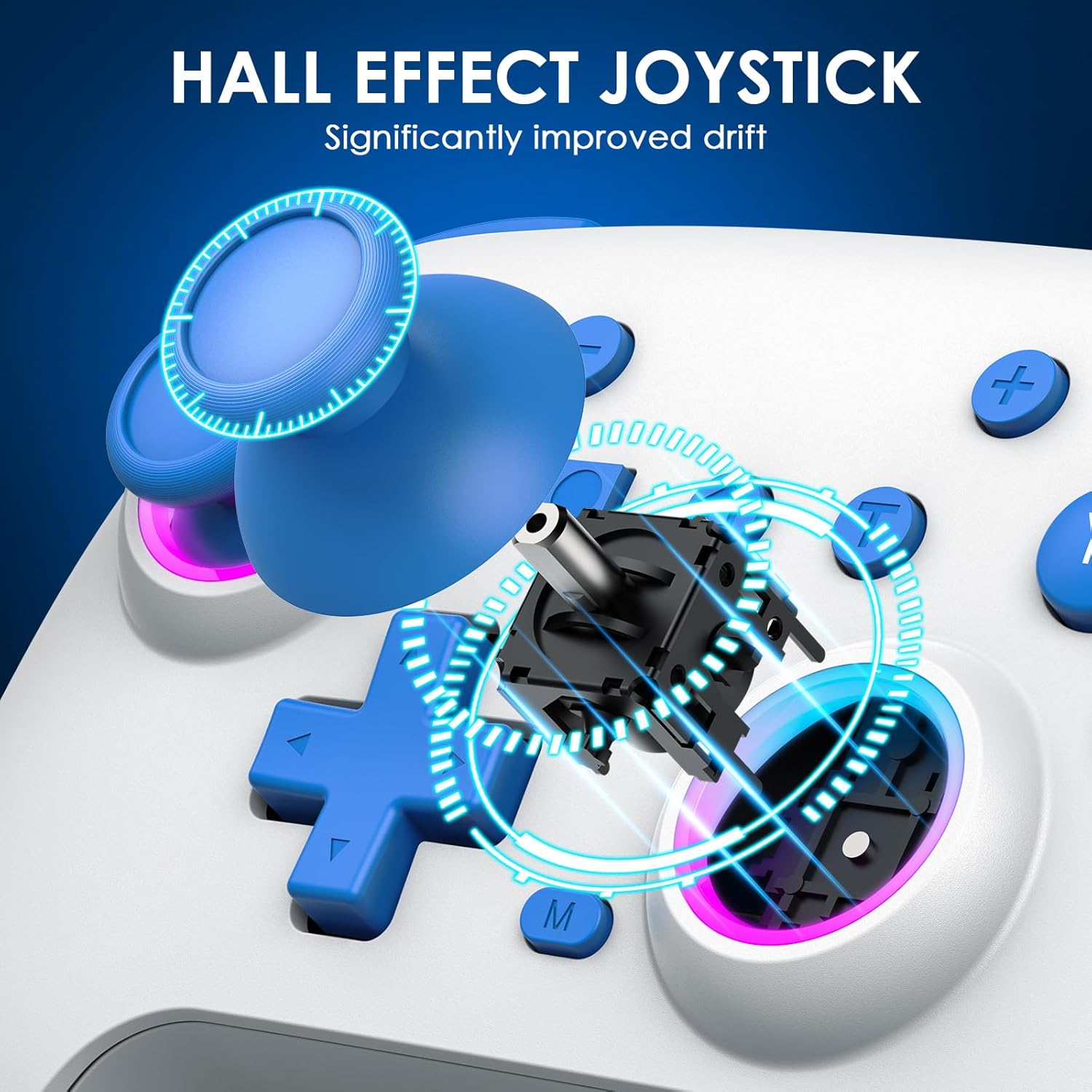 Controllers 2 Pack, Pro Controller for /Lite/OLED, Gaming Controller with Hall Effect Joysticks/Programmable/Adjustable Dual Vibration, Blue-White Controllers 2 Pack, Pro Controller for /Lite/OLED, Gaming Controller with Hall Effect Joysticks/Programmable/Adjustable Dual Vibration, Blue-White
