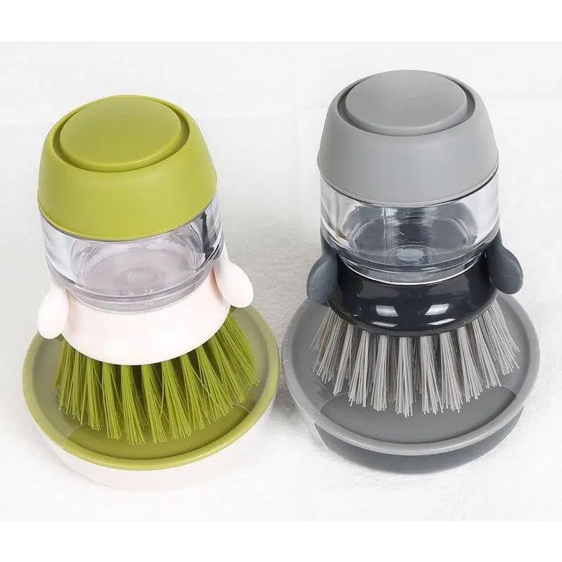 Soap Dispensing Dish Brush, Refillable Kitchen Scrubber with Soap Reservoir, Dish Cleaning Brush for Sink, Easy Kitchen Cleaning Tool for Plates and Pots