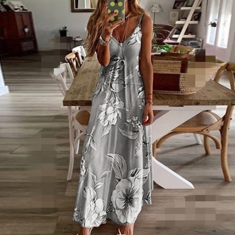 S-5XL Women's Floral Bodycon Dress - Sexy Spaghetti Strap Party Dress with Multi- Options |   Summer  outfits  Slimming Midi Length & Curve Accent Bohemian Sleeveless Casual Womenswear Mom's gift