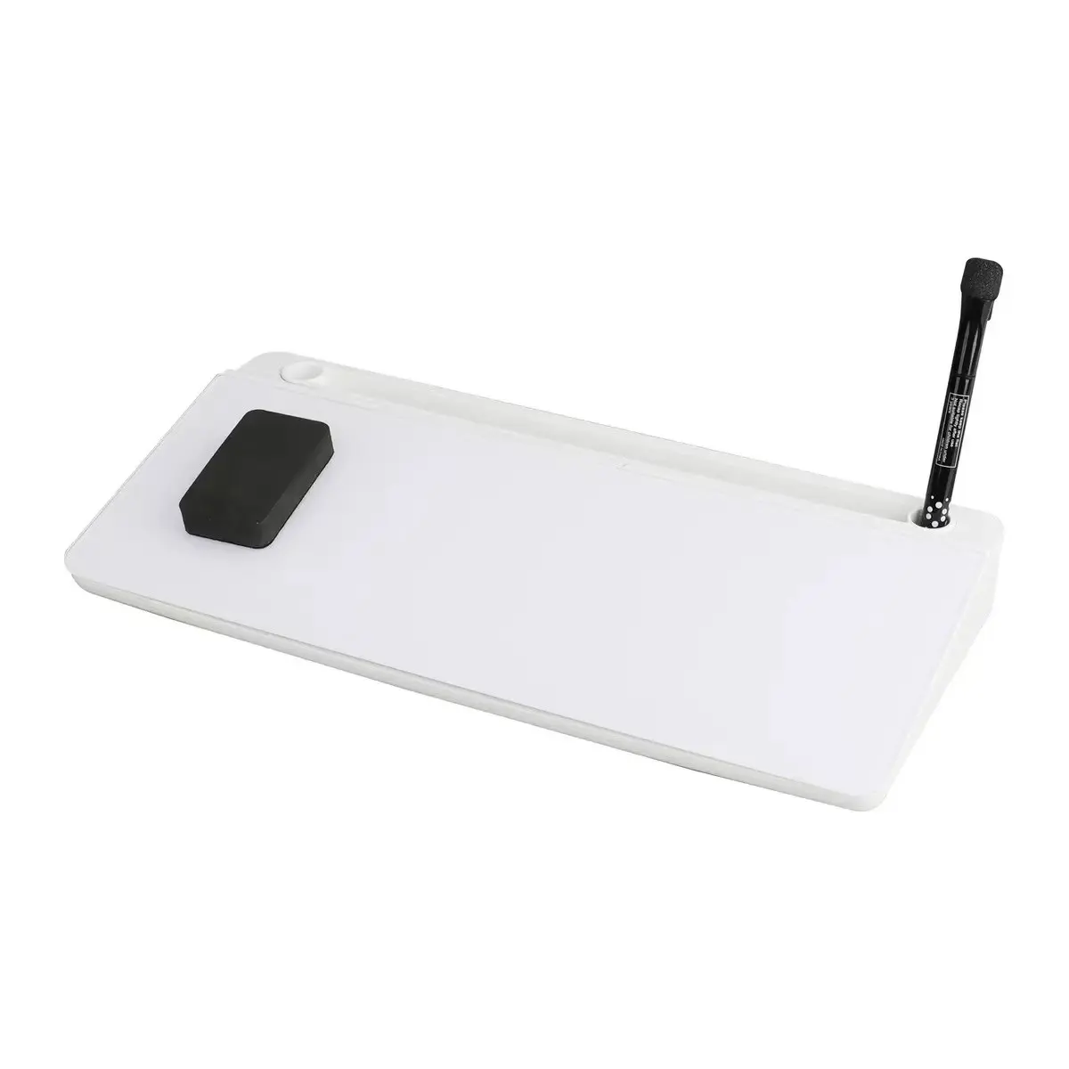 White Glass Desktop Whiteboard with Storage Drawer & Keyboard Stand, Dry Erase Glass Writing Board, Office Desk Organizer, Easy Clean Surface