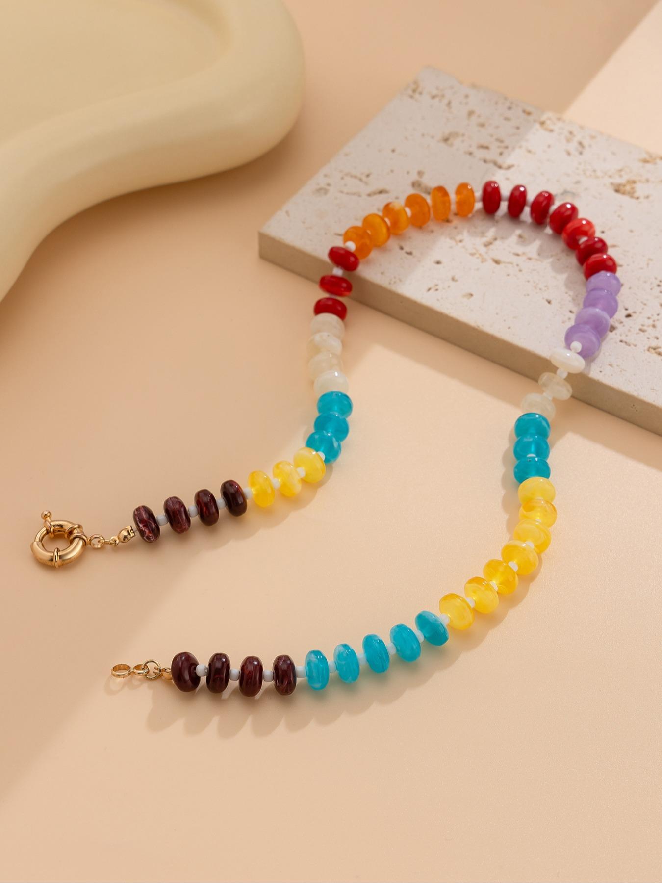 Chic Beaded Necklace for Women, Elegant Multicolor Jewelry, Perfect Gift for Holidays & Birthdays, Stylish Accessory for Parties, Modern Versatile Accessories
