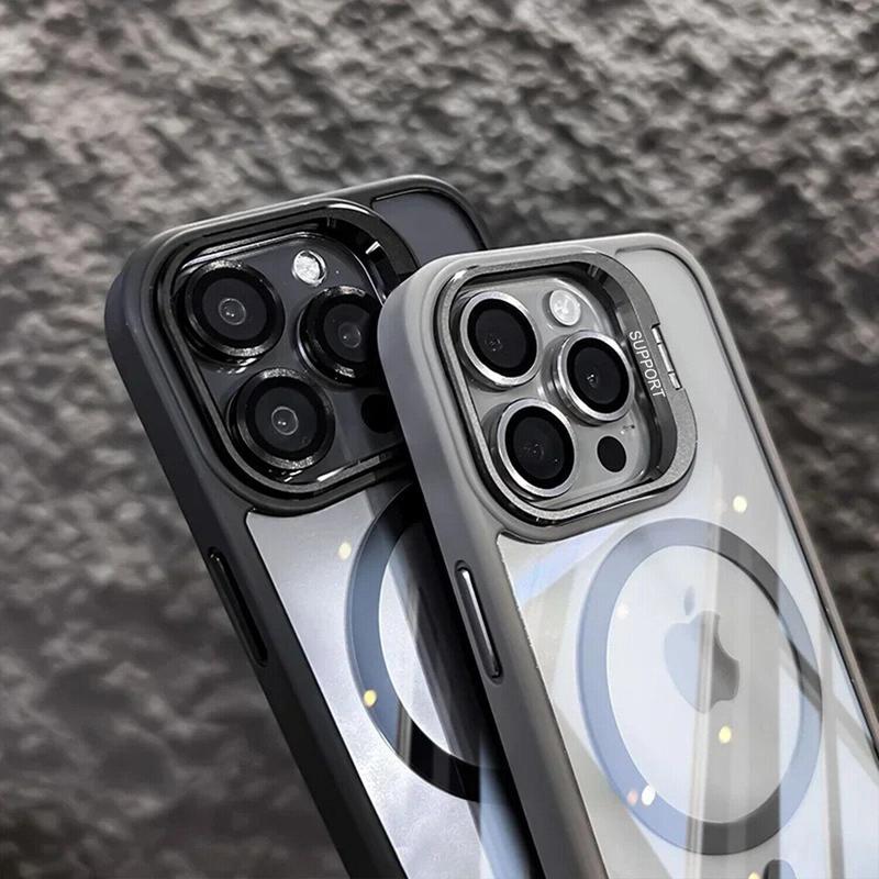 HISTORYOO Case For Apple For iPhone 17 16 15 14 13 12 Max Plus Pro Magnetic Mobile Phone Case with MagSafe Camera Ring Holder, Military-Grade Protection, Anti-Fall, Non-Yellowing, Wireless Casing Protector Cover, Black Silicone