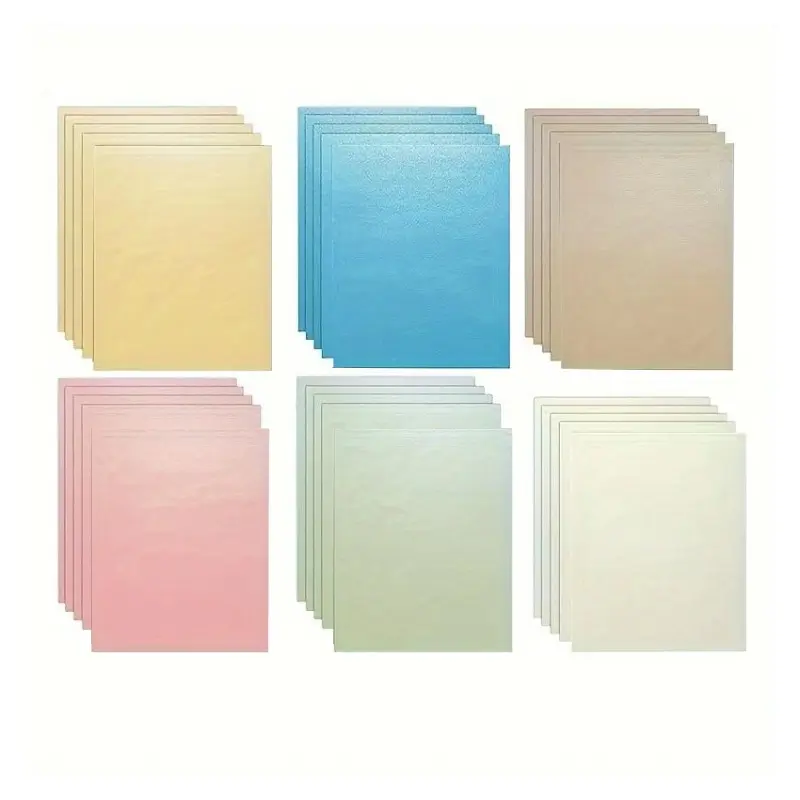 30 sheets of A4 metal glitter pearl paper, 120gsm, single-sided, 8.27 x 11.6 inches, mixed with 6 colors, suitable for handmade art DIY