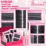4-Style D-Curl Eyelash Cluster Kit, Dense Cat Eye/Fox Eye 80/120D Volume Lash Clusters with Bond & Seal, Remover, Tweezers and Brushes, Eyelash Extension Supplies, Lash Extensions DIY at Home, Lash Clusters, Volume Cluster Lashes, Volume Eyelashes