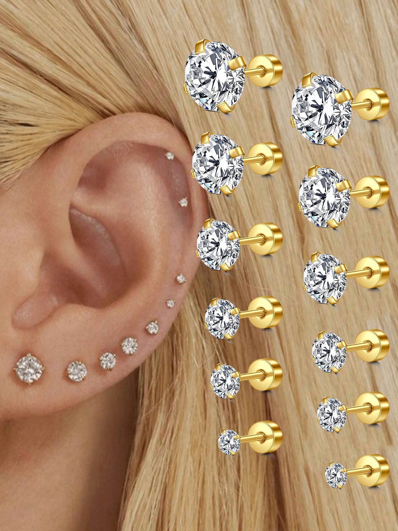 Luxury Jewelry Rhinestone Decor Stud Earrings, Trendy Matching Stud Earrings for Women & Men for Party, Classic Fashion Accessories for Daily Wear