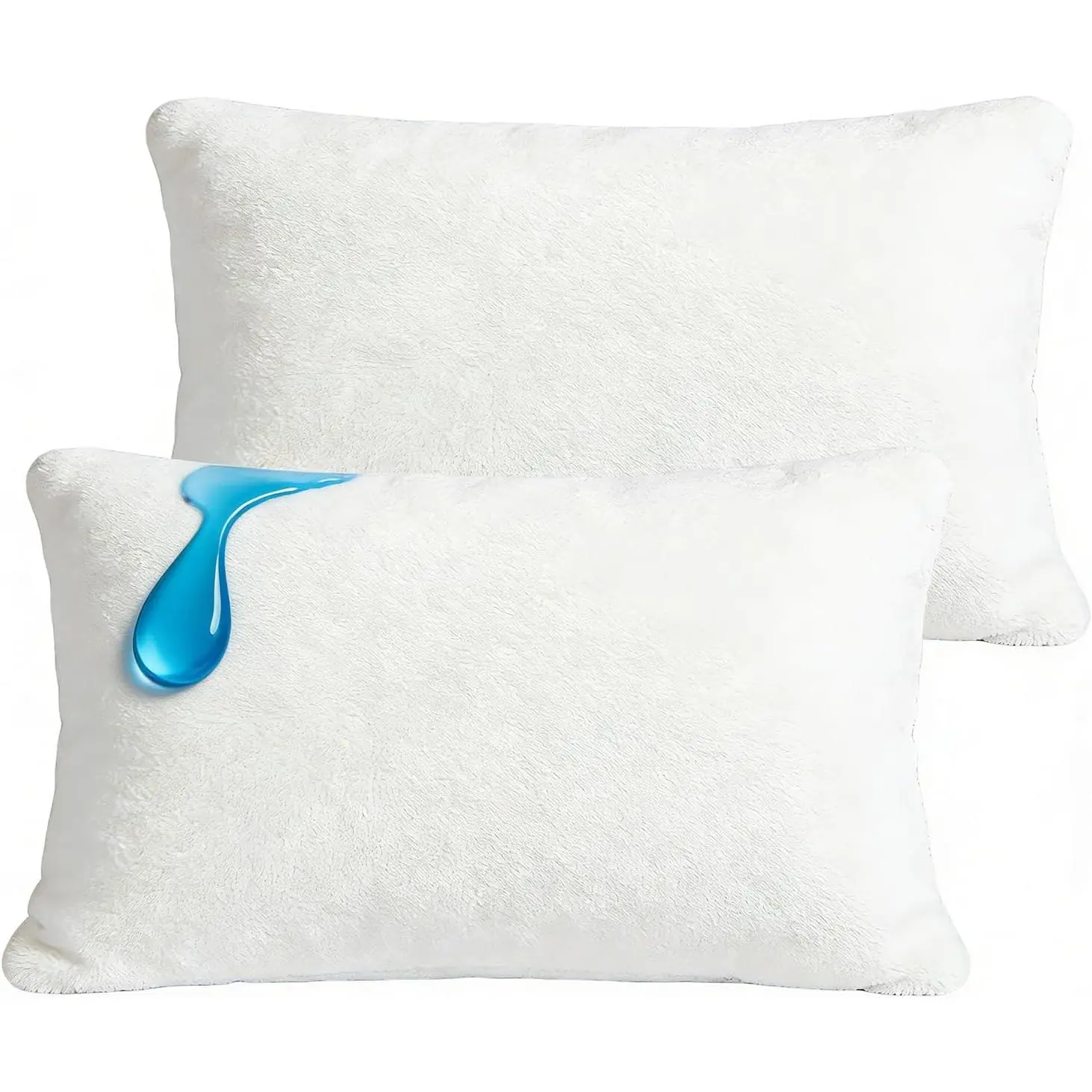 Set of 2  Pillow Protectors with Zipper Standard Size (White), Pillow Encasement for College Dorm Room,   -  Terry