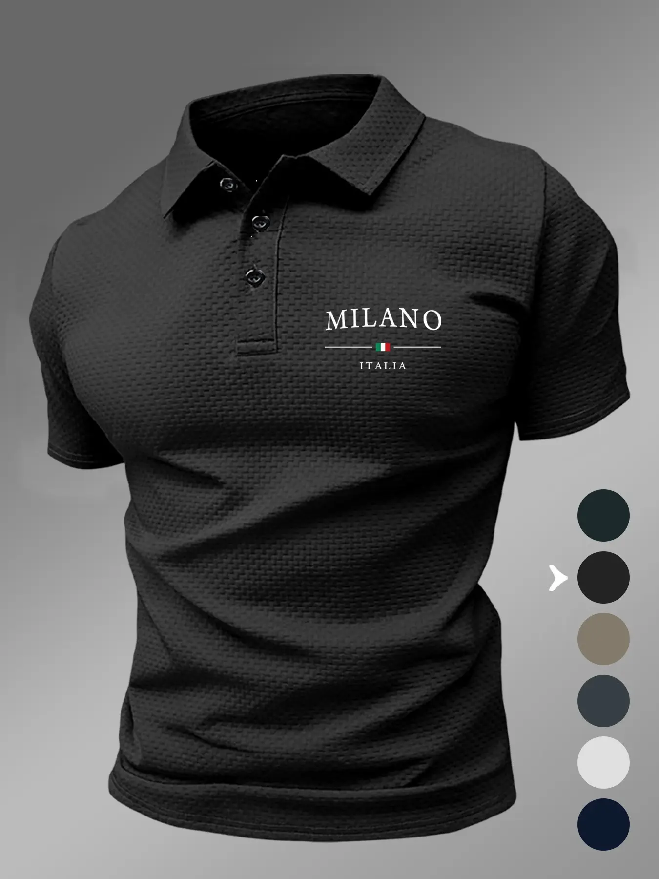 Men's Summer Retro Milano Athletic Polo Shirt, Soft Stretch Breathable Stain-Resistant Fabric, Italian Flag Print, Ideal for Daily Wear and Outdoor Activities