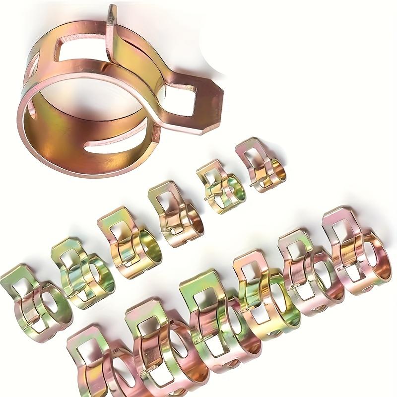90pcs Spring Hose Clamp Assortment Kit Includes Spring Band Action Clamps for Fuel, Vacuum Hose, And Low-pressure Air Applications. Sizes Available: 6mm, 7mm, 8mm, 9mm, 10mm, 12mm, 14mm, And 16mm.