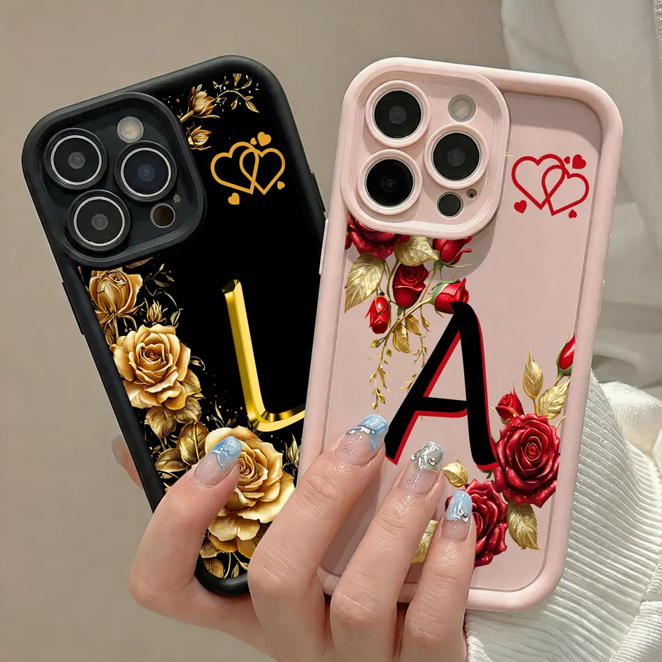 Stylish Monogram Customized Elegant Phone Cover For iPhone 11-17 Series (11,12,13,14,15,16,17,Pro Max,Mini,X,XS Max,16E,17E,17Air) Phone Case Trendy Letter Initial Design Camera Proctection Soft Back Cover Pink Girl Friend Gift