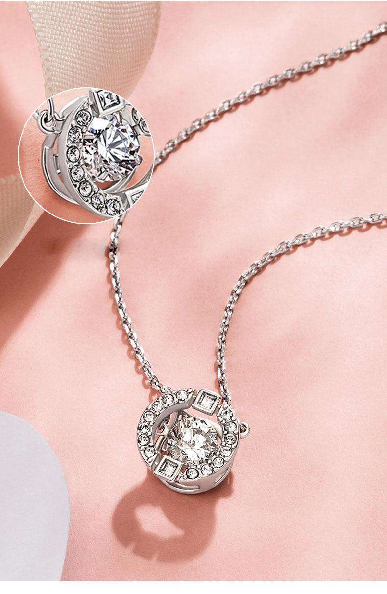 Jumping Heart Silver Plated Necklace for Women Trending - 2024 Summer Fashion Collarbone Chain Light Luxury Zircon Inlaid Jewelry