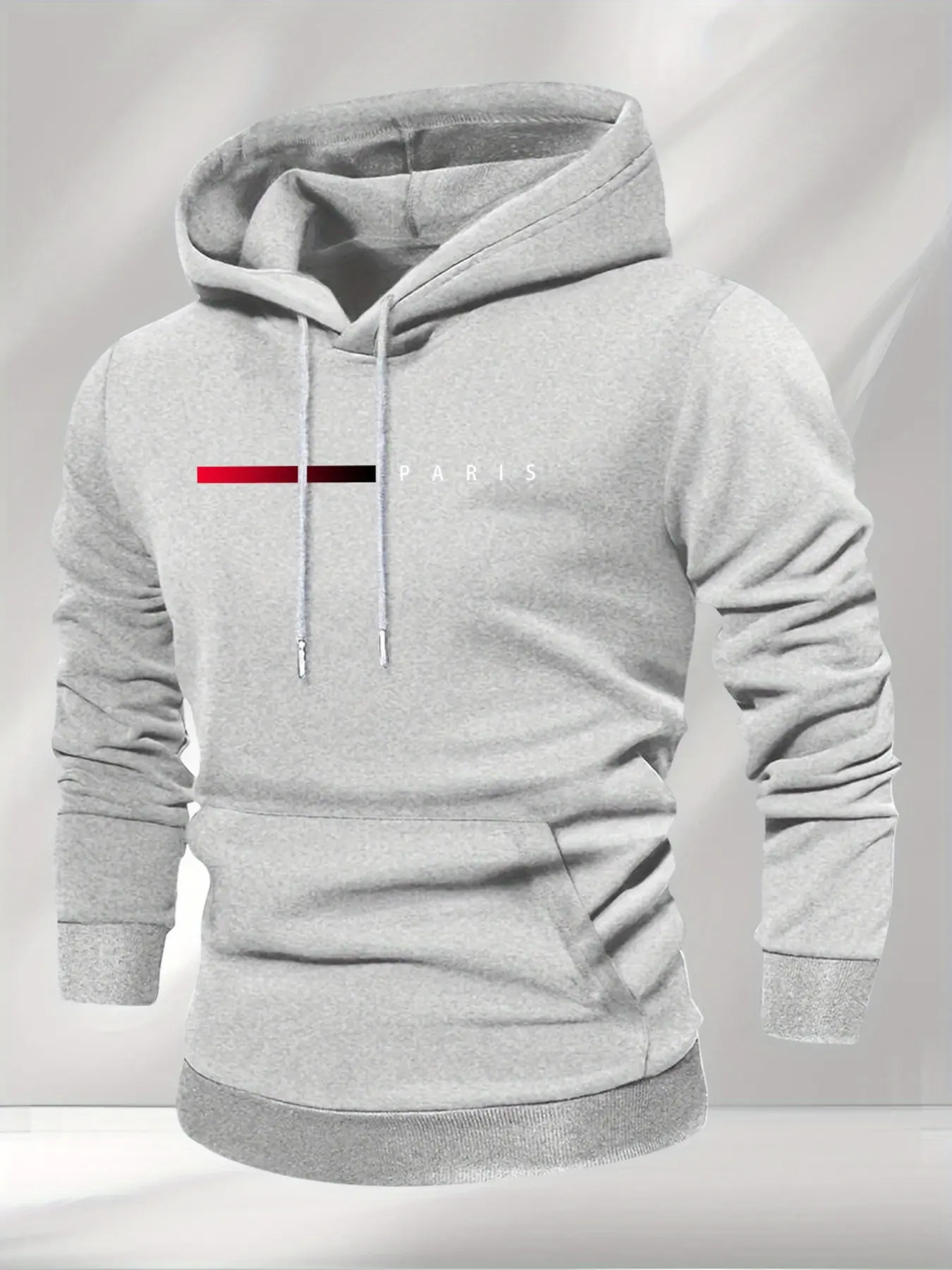 Paris Paris Pattern Print Men's Hooded Sweatshirt, Unisex Loose-Fit Geometric Design, Thickened Fall Winter Warm Jacket