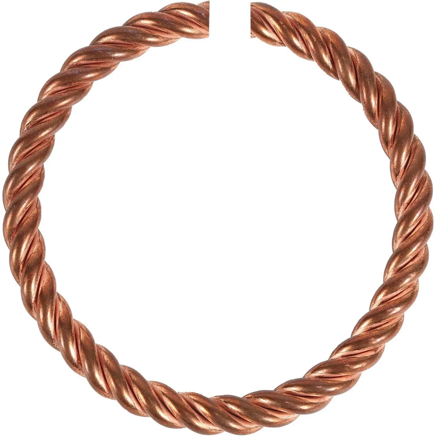 Unisex Pure Copper Open Bangle - Adjustable Twist Pattern Tensor Bracelet with Patina Finish for Fashion Jewelry Enthusiasts, Unisex Wear, Party Ready